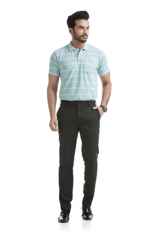 Mono Pattern Striped Polo T-shirt