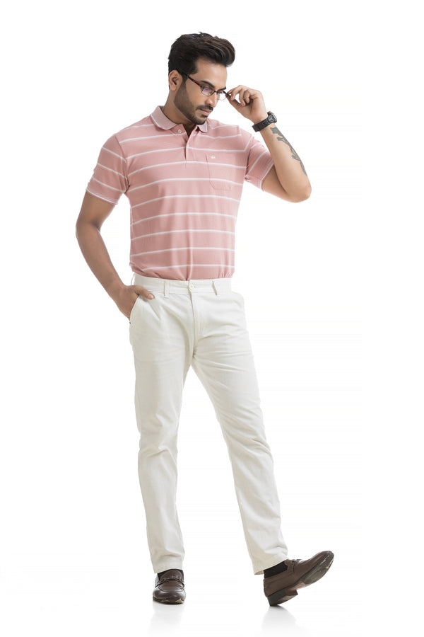 Mono Pattern Striped Polo T-shirt