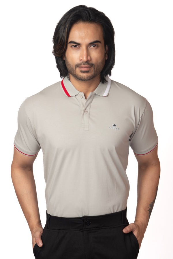 Ribbed Collar Polo T-shirt
