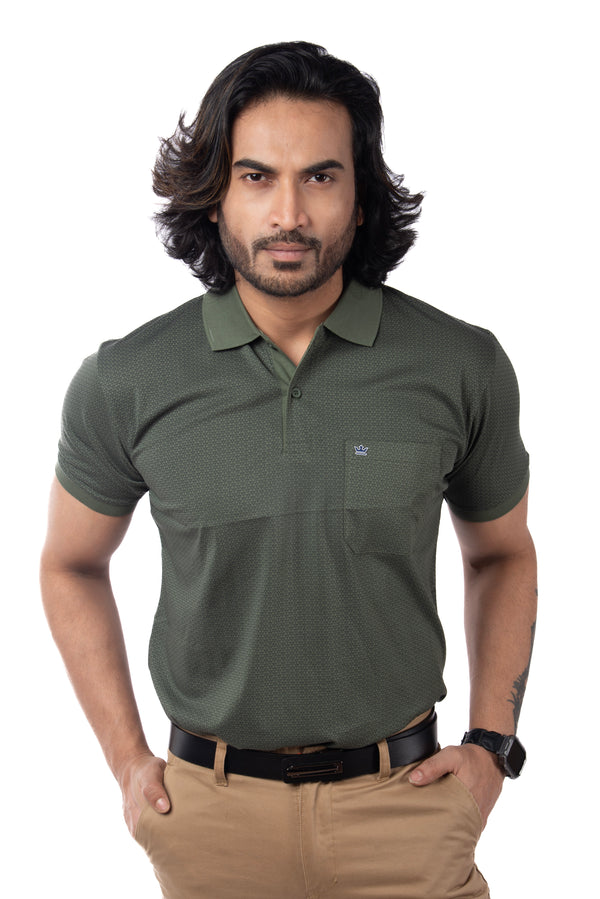 Geometric Pattern Polo T-shirt