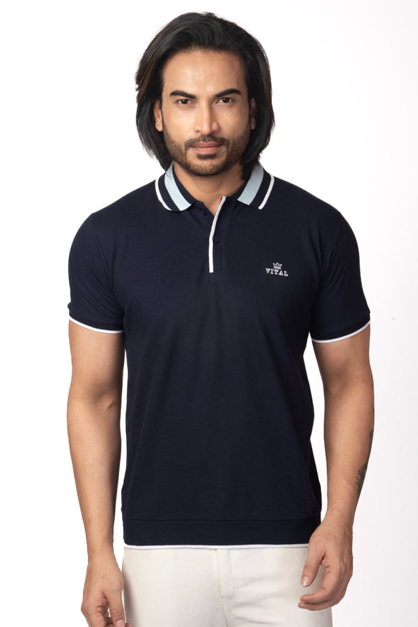 Double Pique Flat Knit Tape Polo T-shirt