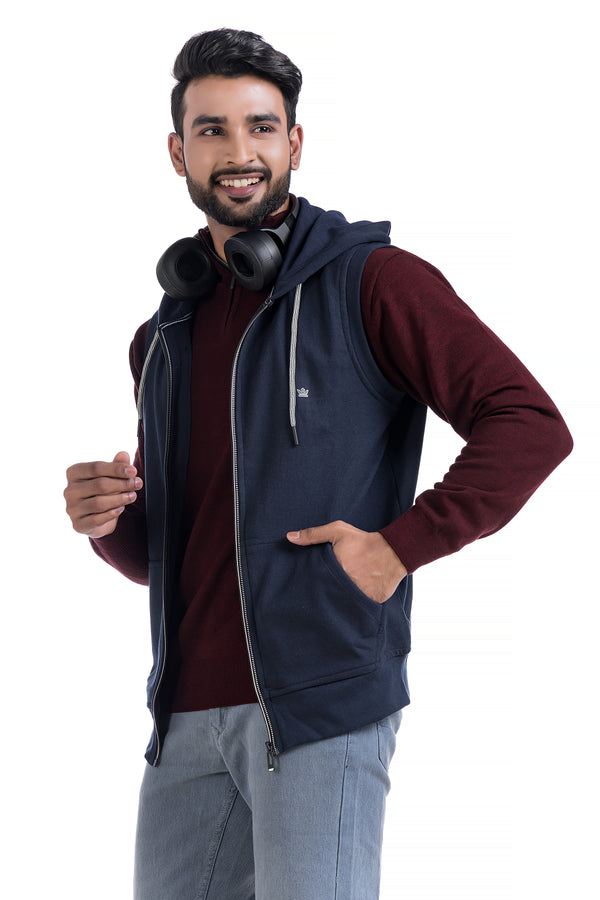 Zip-Up Half Sleeve Jacket with Hoodie