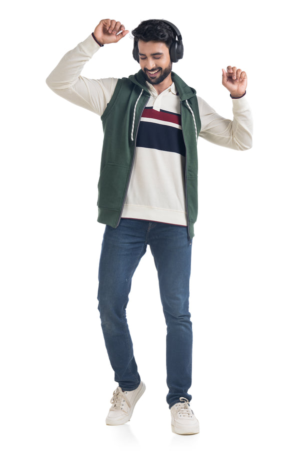 Zip-Up Half Sleeve Jacket with Hoodie